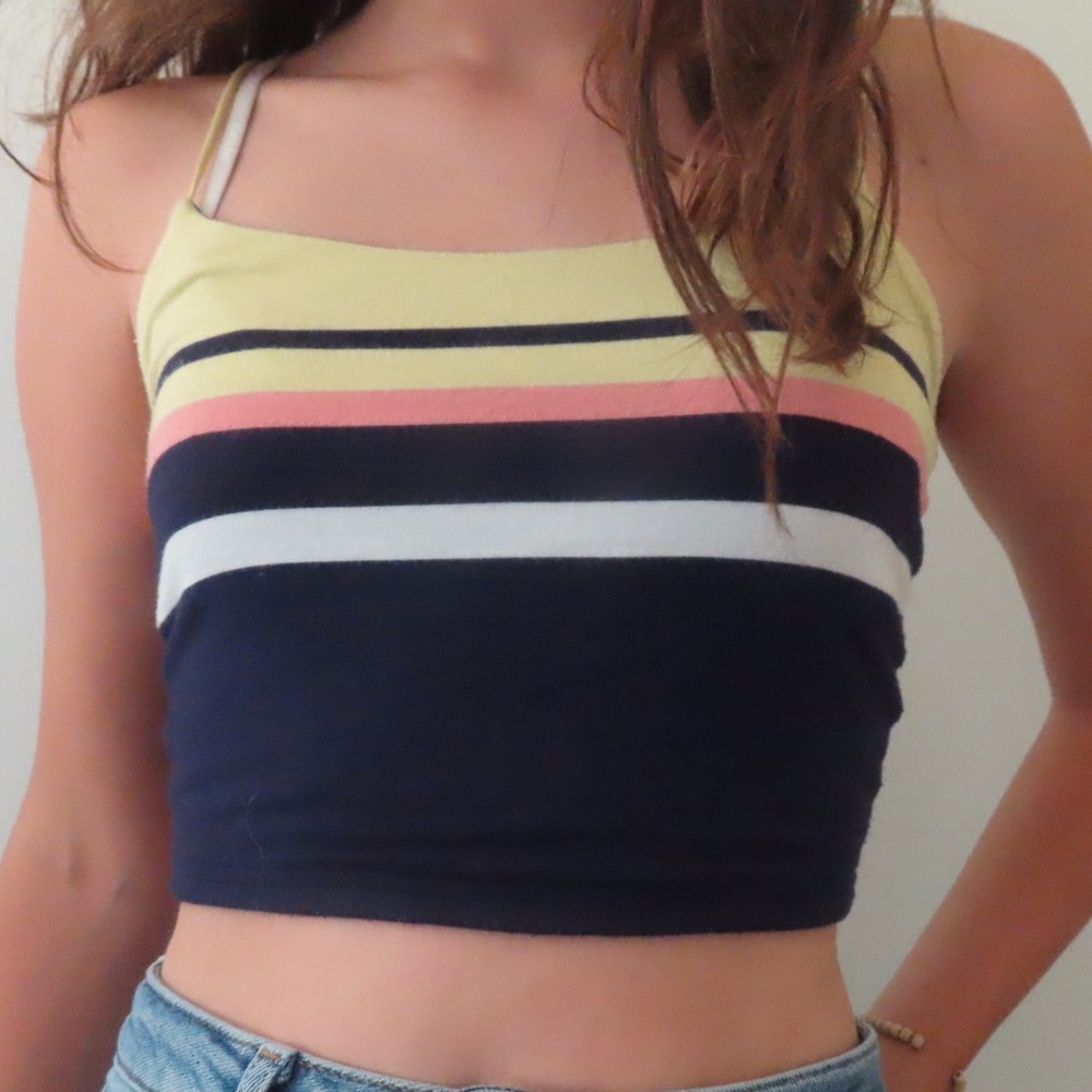 Stripped cropped cami tank top